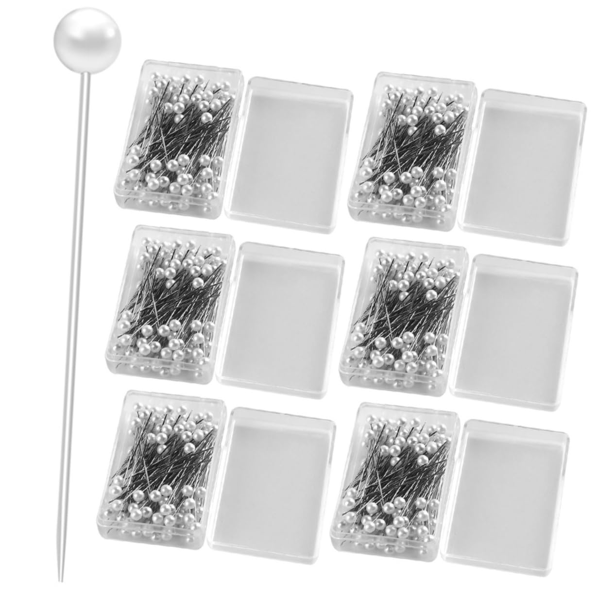 OSALADI 2sets 600pcs Pearl Head Pins for Sewing Crafts Straight Pins for DIY Projects for Dressmaking Floral Arrangements and Creative Art Design 600pcs*2
