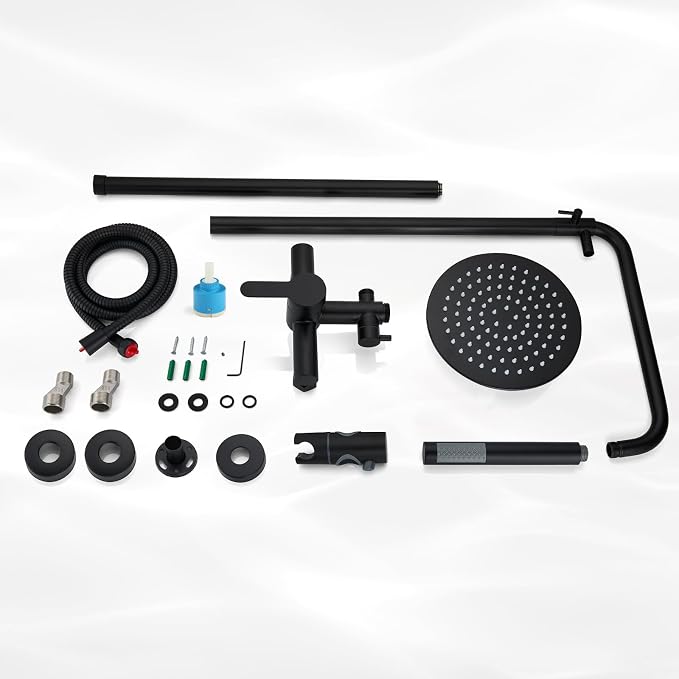 Kit de ducha exterior acero inoxidable 304 negro mate 8 pulg miniatura 9