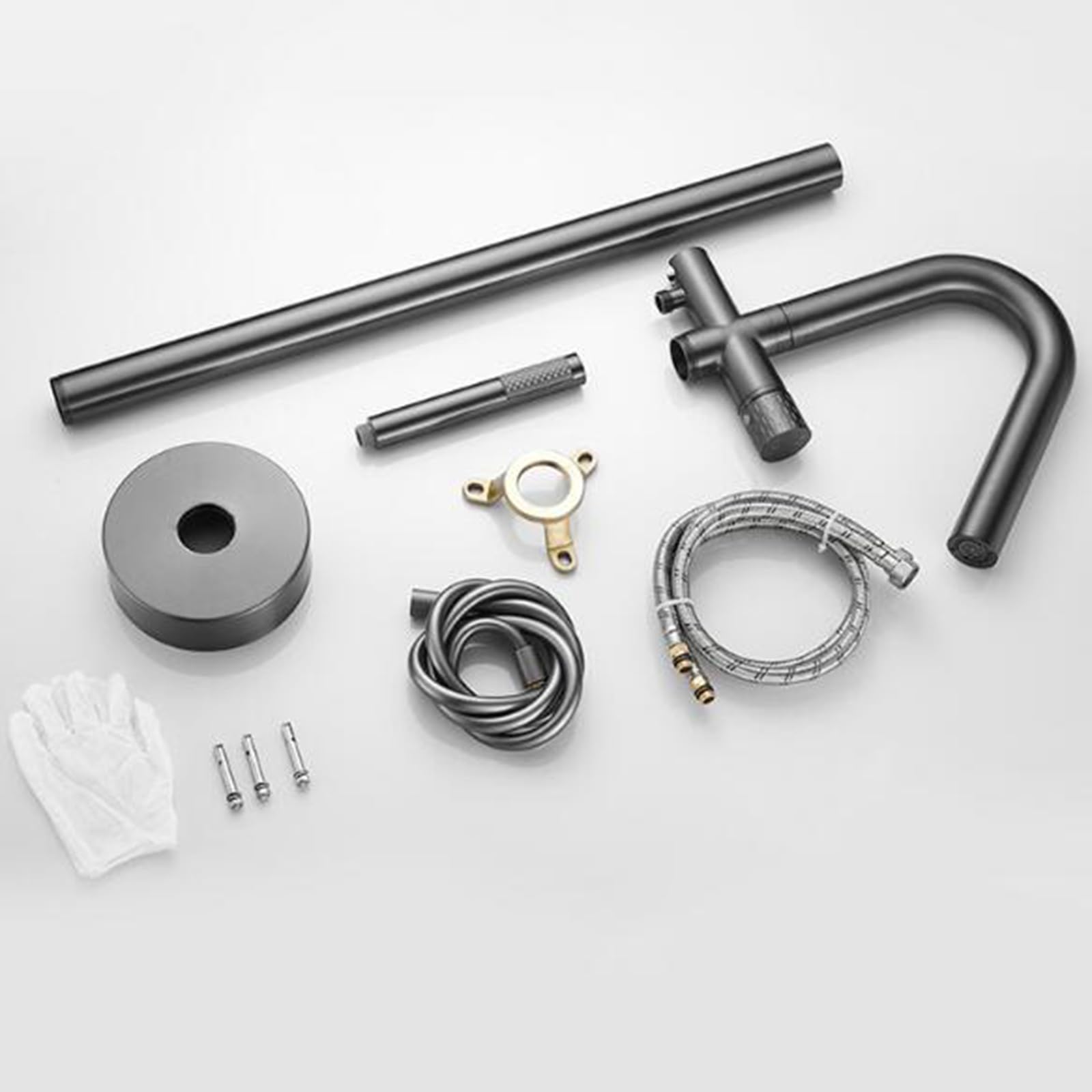 Rubinetto per Vasca da Bagno Indipendente con doccetta, Rubinetto da Bagno in Ottone Acqua Calda e Fredda Miscelatore monocomando Rubinetto da Bagno per Vasca da Bagno Indipendente, Nero