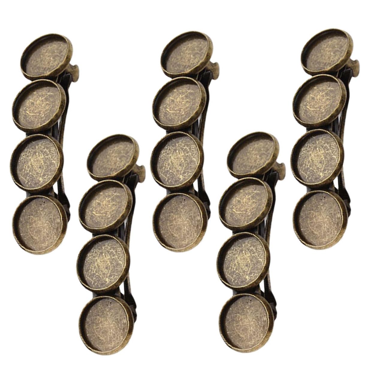 WOFASHPURET 5 Pcs DIY Round Base Plate Hair Clips for Setting Patina Color Elegant Barrette Accessories for Women Durable Base for Parties and Events