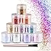 Produktbild WOSTOO Glitzer Sequin, Glitzer Set Chunky Glitter Kosmetik Glänzendes Glitzer Tattoo Set Gesichter Körper und Nägel für Festival Masquerade Party Dekoration - 10 Boxen