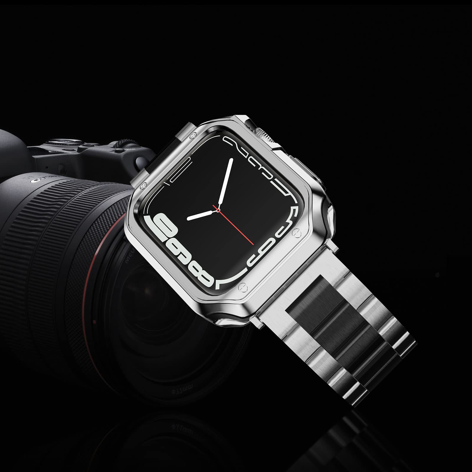 Kompatybilny z zegarkiem Apple Watch i etui, metalowy łańcuszek ze stali nierdzewnej z osłoną TPU do i-Watch Ultra Ultra2 Series 9 8 7 6 5 4 3 2 1 SE