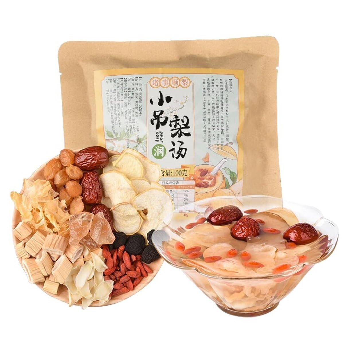 Kit De Sopa Pera Deshidratada Tradicional 500g - 5 Paquetes Infusión Frutas Y Hierbas Con 9 Ingredientes Premium