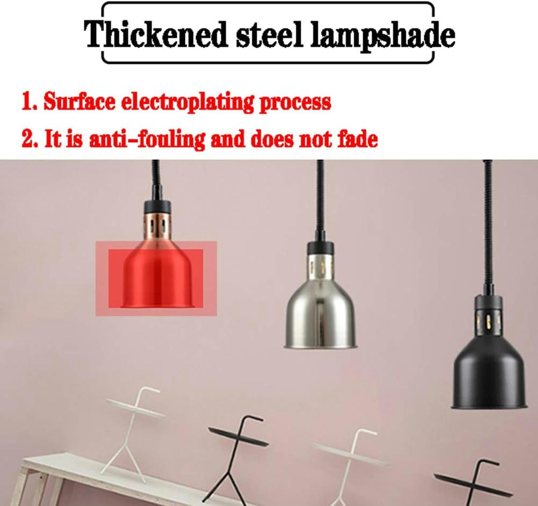 Lampada Riscaldante a Scomparsa per Alimenti, Lampada per Riscaldamento Alimentare con Luce, Scaldavivande per Ristorante Buffet, 3pcs