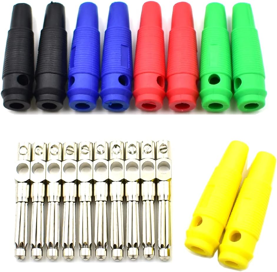 5Colors 32A High Current 4mm Banana Plugs Male Stackable Screw Type Solderless Connector Speaker Cable Adapter 10Pcs