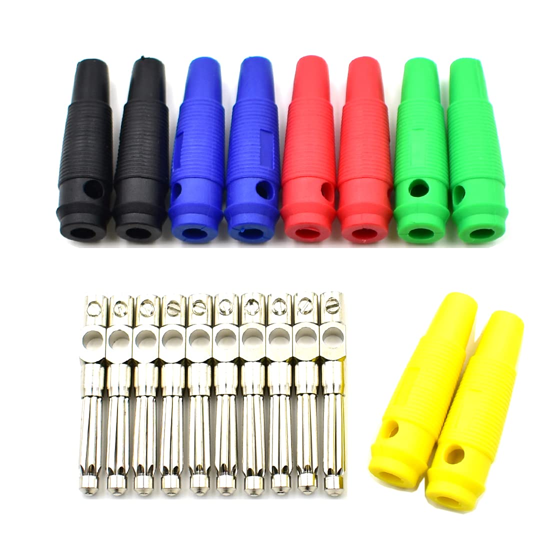 5Colors 32A High Current 4mm Banana Plugs Male Stackable Screw Type Solderless Connector Speaker Cable Adapter 10Pcs