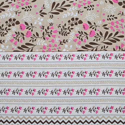 Image of 100% Cotton Single Bedsheet with 1 Pillow Cover | 240 TC Pure Cotton Flat Bed Sheet | Traditional Jaipuri Printed Bedding Set | Soft & Breathable | 60 x 90 Inch (Rangmahal Single 22)