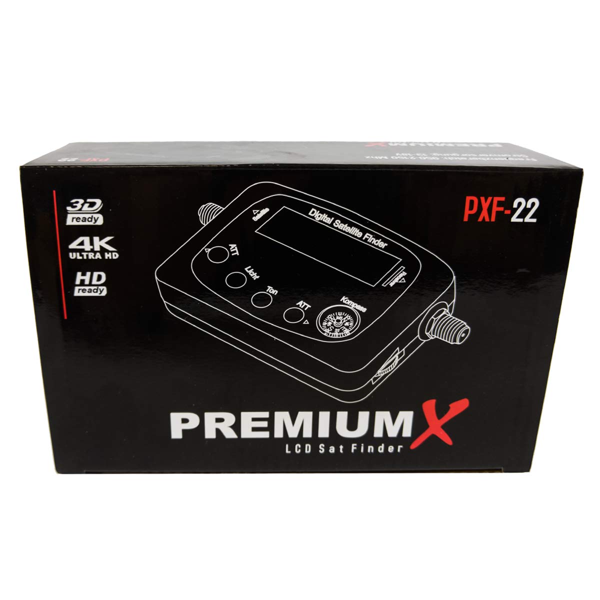 Premium X Localisateur satellite numérique avec écran LCD, son et boussole - Appareil de mesure du signal numérique pour l'alignement du parabole satellite