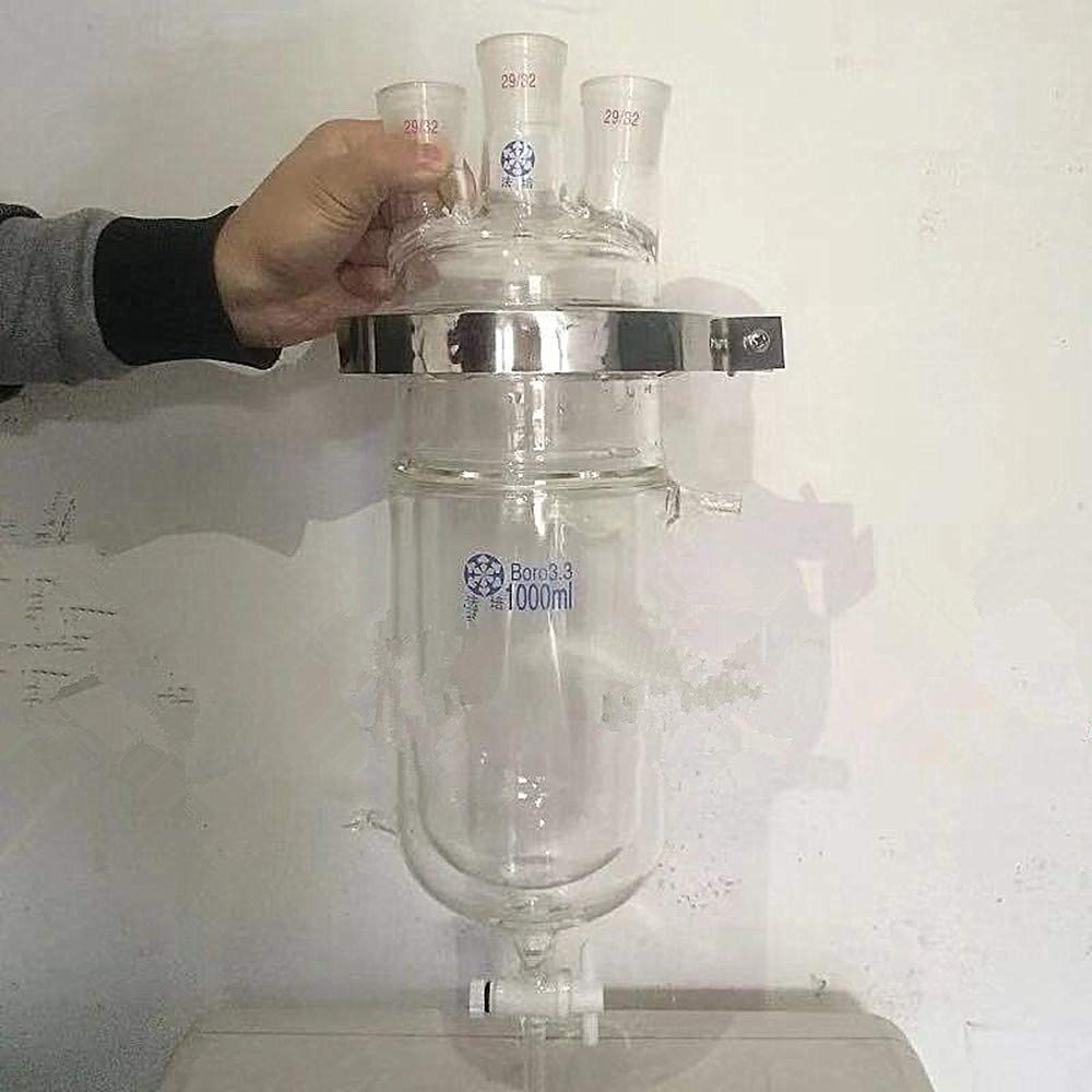 Double-Layer Cylindrical Circular Bottom Three-Port Reactor Bottle (1000ml)