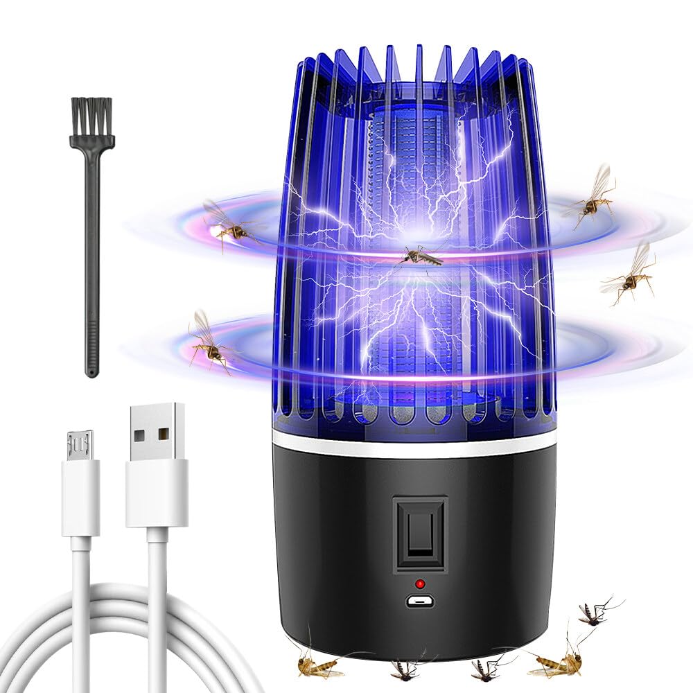 Mosquito Killer Lamp, 4000mAh 2 in 1 Portable Bug Zapper, USB Fly Zapper Electric with UV Lamp and Lighting Lamp, Electric Fly Zapper, Fly Killer Electric for Indoor Outdoor, Backyard Camping