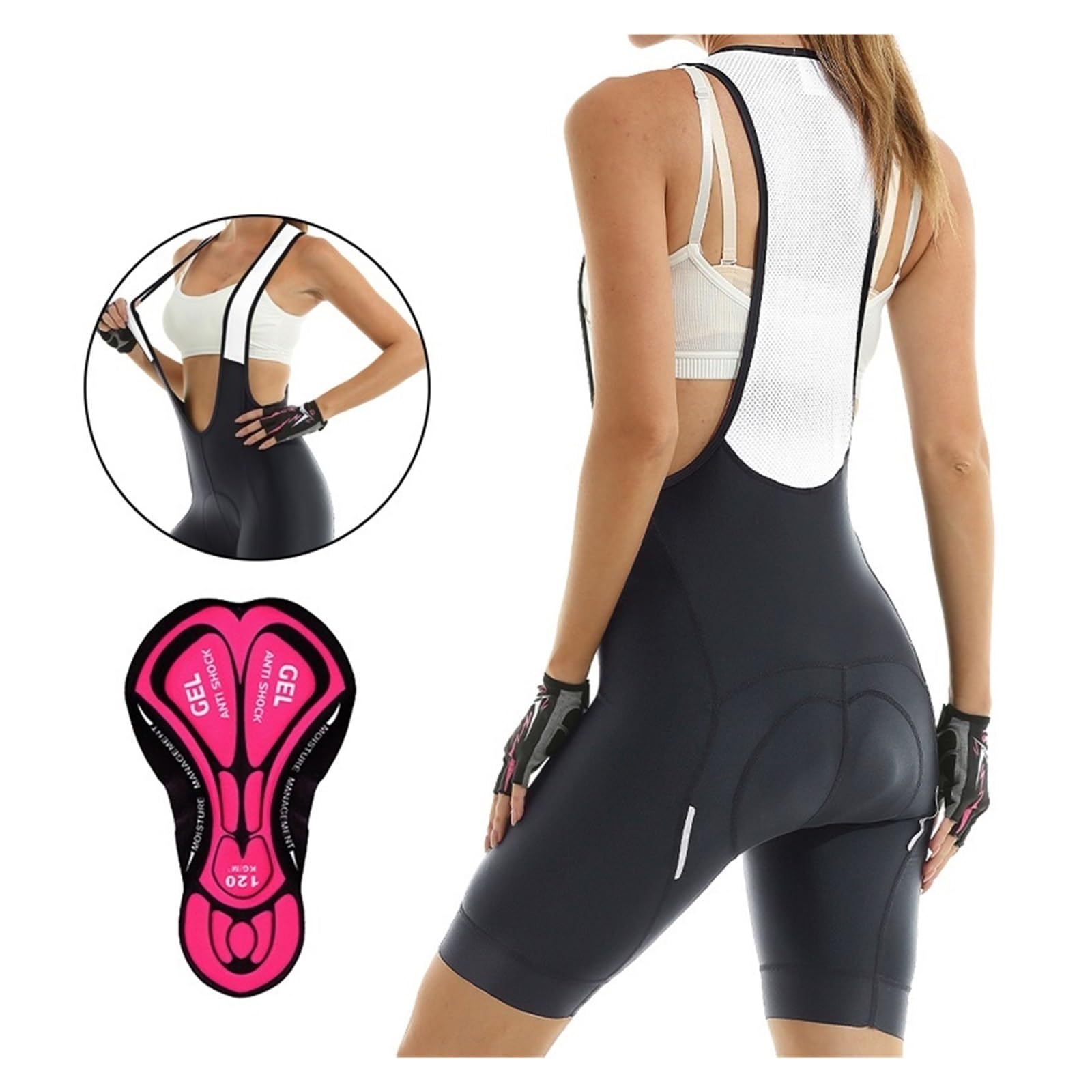 Salopette da Ciclismo Pantaloncini con bretelle da ciclismo da donna Pantaloncini imbottiti da mountain bike Pantaloncini da bicicletta da strada per Ciclismo su Strada ( Color : Women Bib Shorts , Si