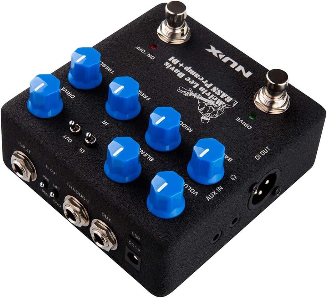 NUX Melvin Lee Davis NBP-5 Bass Preamp and DI Bundle with 2 Instrument Cables, Dunlop Pick Pack, and Power Supply