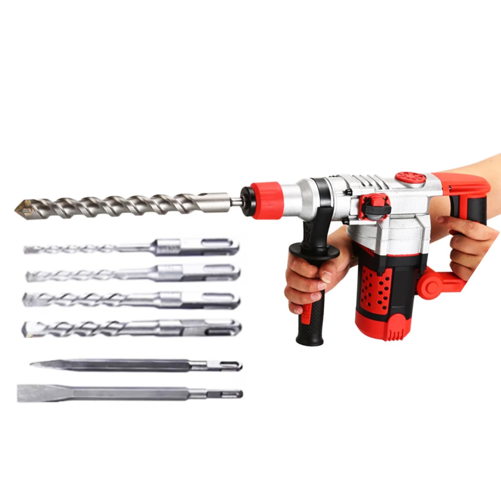 LYDZUSDP Rotary Hammer Impact Drill Set,220V 1200W Multi-Function Electric Hammer/Drill/Electric Pick Electric Concrete Perforator