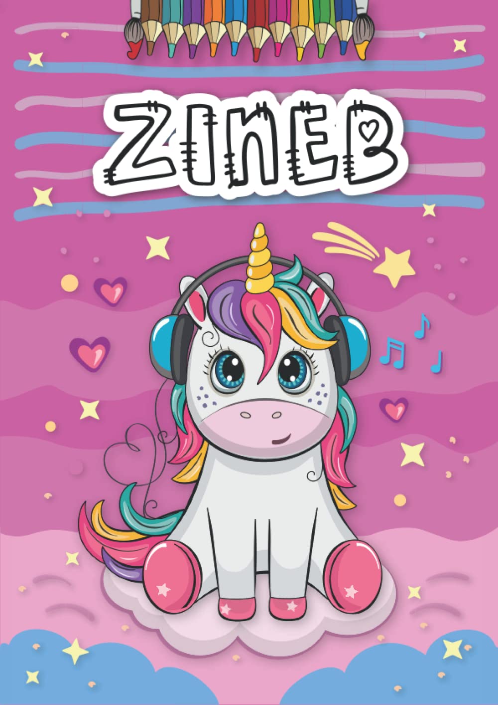 Zineb: Livre de coloriage personnalisé pour Zineb | Licorne | Cadeau d'anniversaire pour fille ... | 4 à 8 ans | 25 motifs de licorne avec le prénom ... format A4 (21 x 29.7 cm) (French Edition)