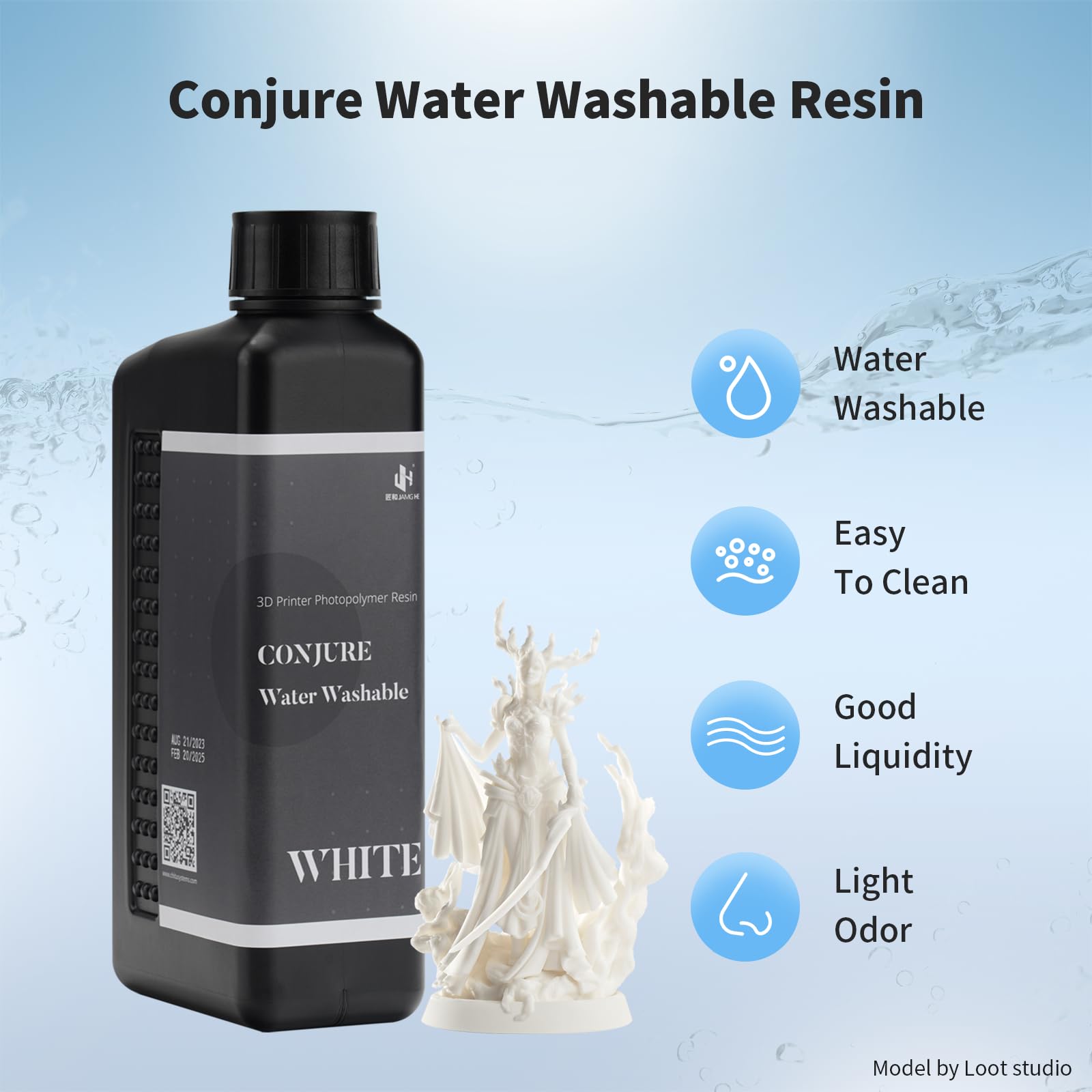 Chitu Systems 2Kg Resina Conjure Lavabile con Acqua, Elaborazione Post-Stampa Rapida, Resina per Stampante 3D Facile da Pulire, 405nm Resina Fotopolimerica Standard per Stampanti 3D LCD/DLP/SLA (2000g