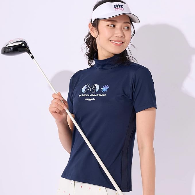 Amazon.co.jp: [マリ・クレール] ゴルフシャツ 透け防止 モック