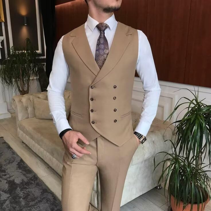 Mens 3 Piece Suit Classic Fit Double Breasted Suit for Men Formal Business Wedding Prom Suits4