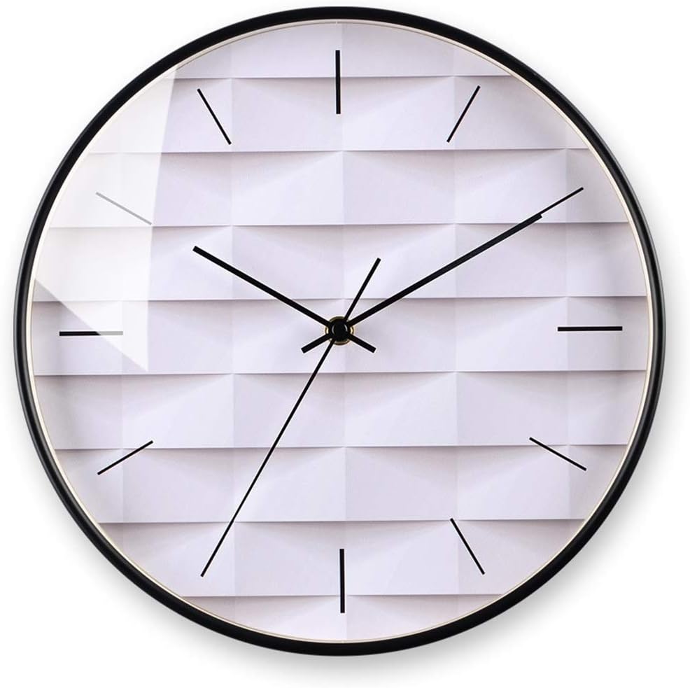 Wall Clock Nordic Circular Geometry of The Metallic Glass Material Wall Clock White Abstract Pattern Living Office Mute Quartz Electronic Timepiece Size 30cm * 30cm