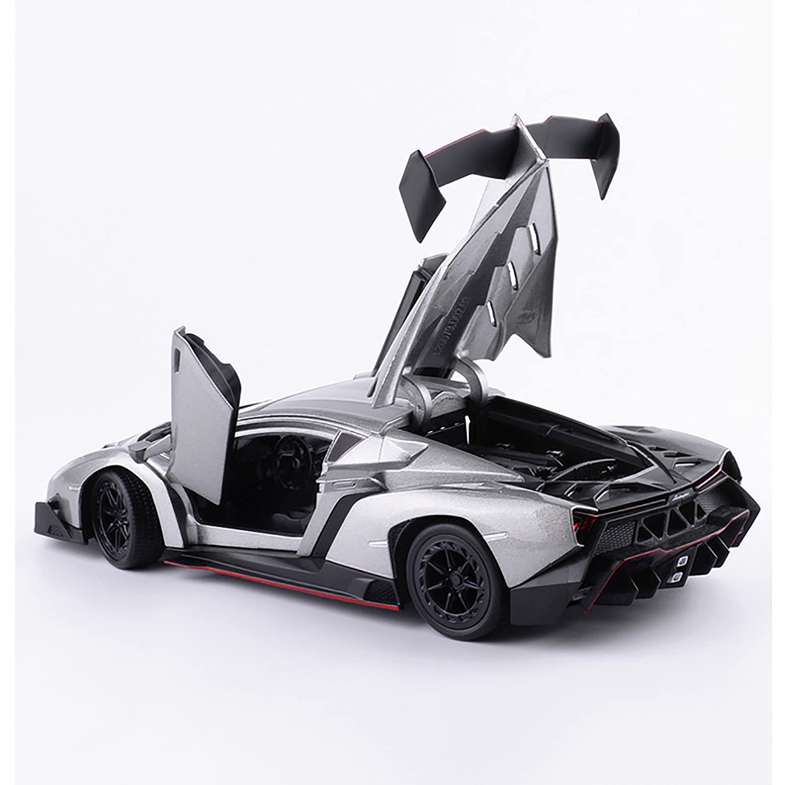 WangXLDD Modello di Auto da Corsa Super, Compatibile con Lamborghini Veneno Roadster, Lega da Corsa in Scala 1/24 modellino di Auto Giocattolo da Collezione per Ragazzi (Silver)