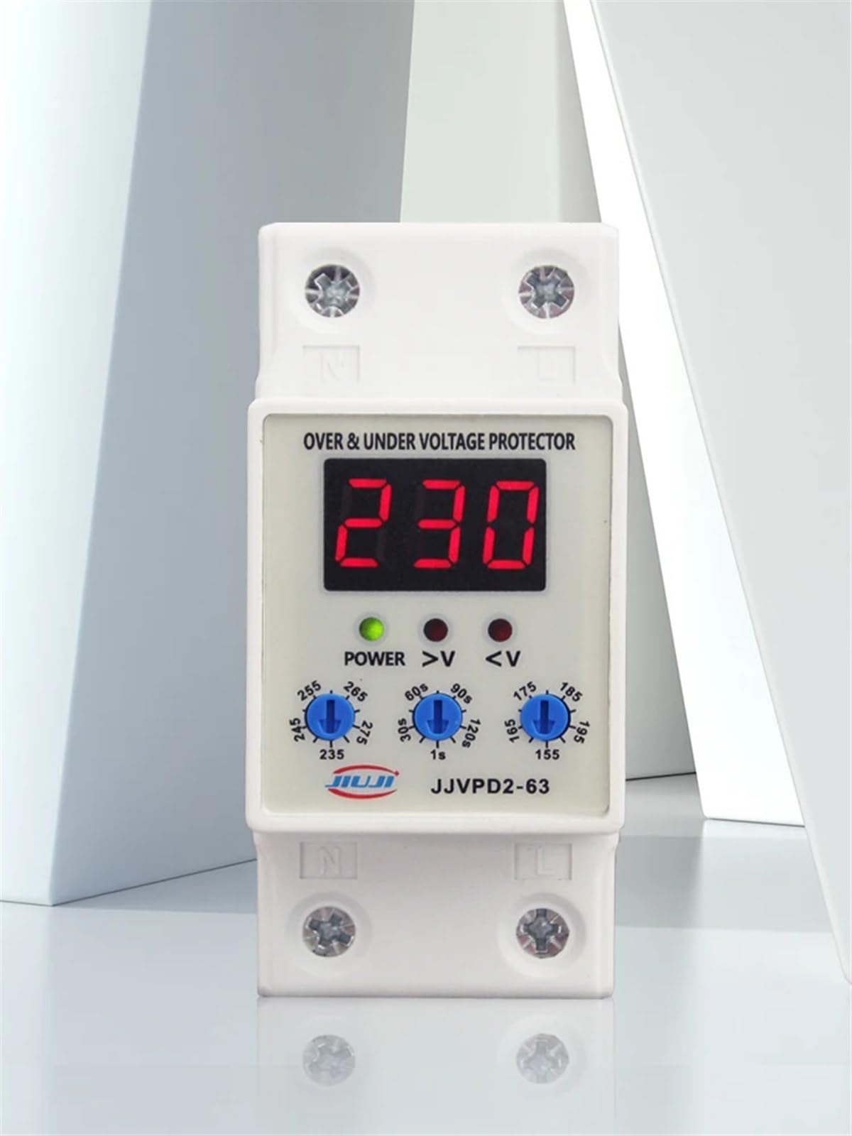 AVSBBYEPS LED Display 230V 60A Din Rail Adjustable Over Under Voltage Current Protective Device Protector Relay with Button(40A)