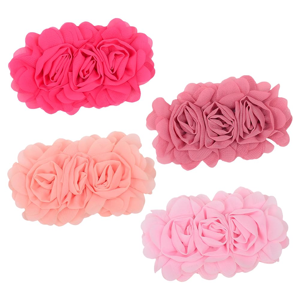JIHUOO 4 Pcs Dog Collar Large Flowers Flower Collar Charms Cat Flower Collars Puppy Neck Bows Pet Bow Tie Flowers Kitten Collar Bows Grooming Accessories A