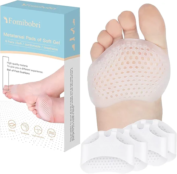 FOMIBOBRI Metatarsal Pads 12 Pack Ball of Foot Cushions for Women & Men Gel Soft Foot Pad to Relieve Pain