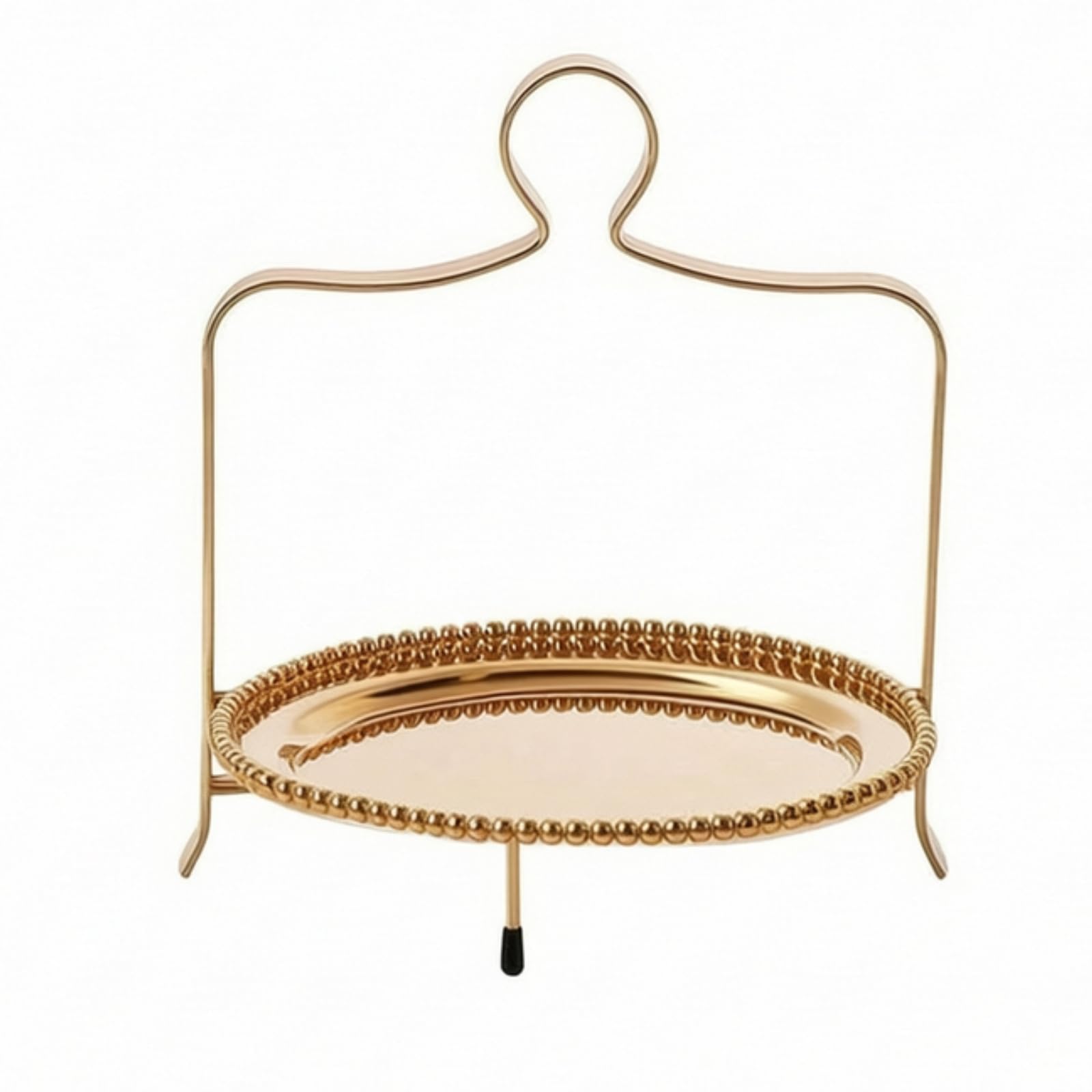Alzata Monolivello con Manico Elegante Portadolci Stabile Tavola per Ristoratori, Pasticceria, Buffet , Oro , 1 Strato, Supporto In Acciaio Inossidabile Con Vassoio A Sfera D Acciaio