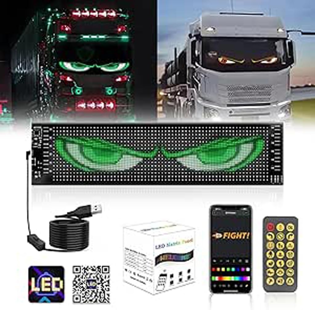 Occhi Luminosi a LED Devil Eyes, Grande Display Flessibile Programmabile, Fai da Te, Luci a LED Dinamiche e Colorate a Forma di Occhio(70x173mm)