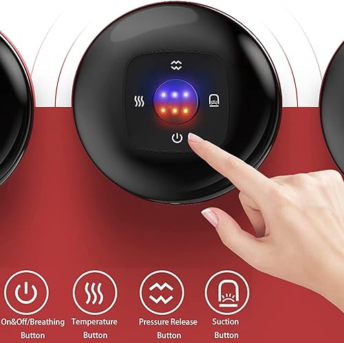 Miniatura 5 de Masajeador de ventosas eléctrico, 4 en 1 inteligente con 6 niveles de temperatura y succión, juego de terapia de ventosas recargable con terapia de