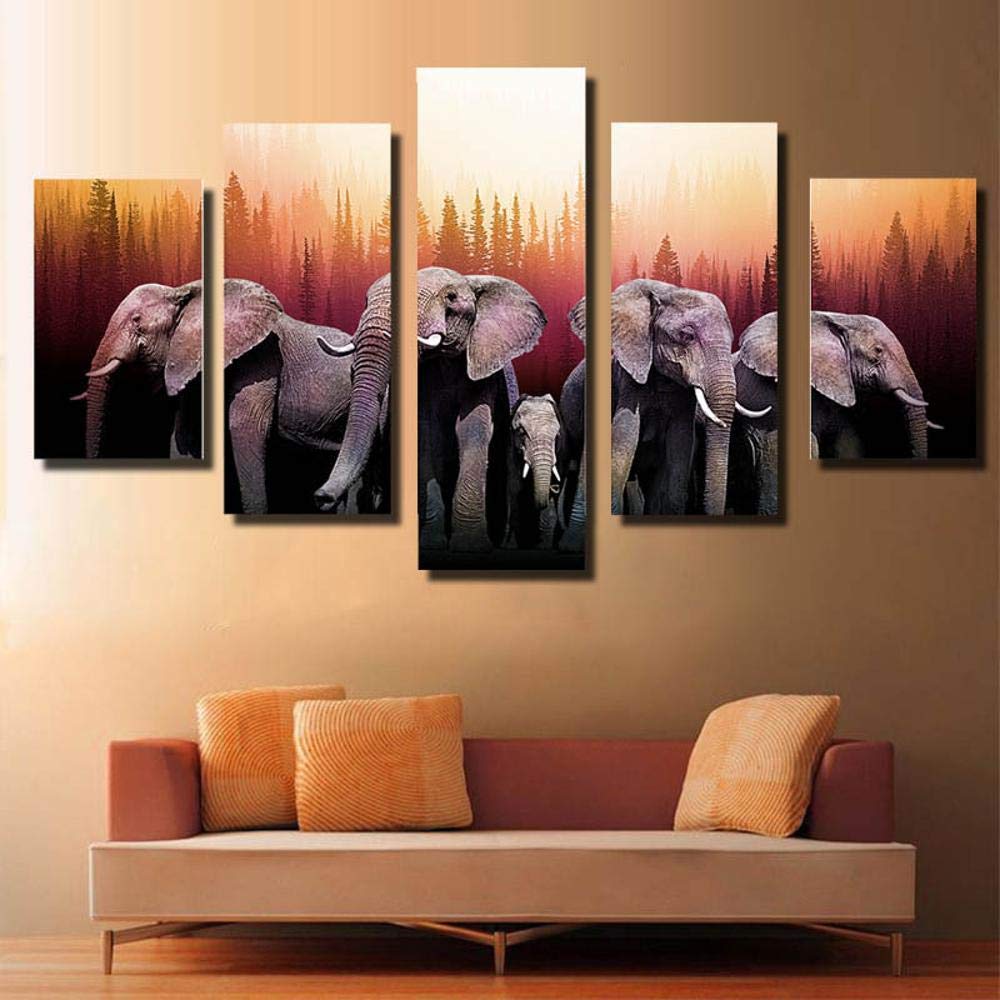 Peinture éléphant sans cadre pour habiller les murs vides de restaurant