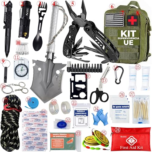 EU 2025 Survival Kit with Backpack Medicine Cabinet and Flashligh...