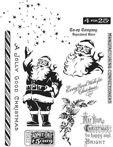 Stampers Anonymous - Tim Holtz - Juego de sellos de goma montados - Jolly Holiday Christmas Winter 2023 CMS474