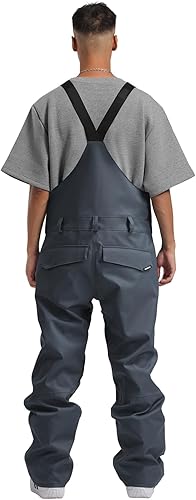 Miniatura 2 de GSOU SNOW Pantalones de esquí para hombre, overol con peto de nieve, impermeable, resistente al viento, aislado, correa ajustable, invierno cálido