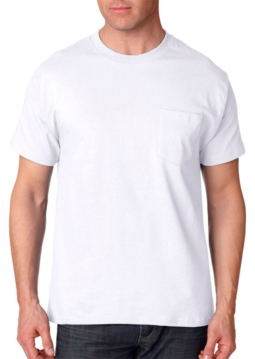 Hanes Beefy-T Men`s Pocket T-Shirt, 5190, 2XL, White