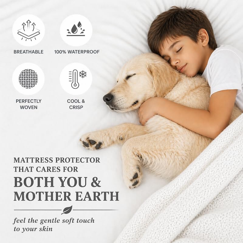 Image of Premium Waterproof Mattress Protector Cover Single Bed | Breathable Terry Cotton Bed Protector, Single Bed (72 X 36, 6 X 3 Feet - 2 to 10 inch - White)