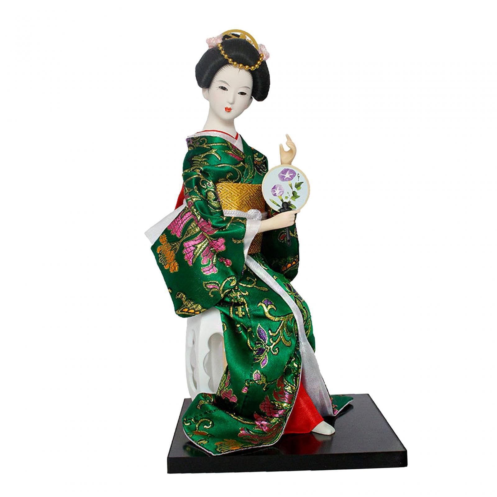 TWISAXC Traditional Geisha Doll Figurine Decor Handcrafted Collectible With Artistic Breath And Flat Bottom Base Statuette Figurines Dolls Geisha Collectible, Style G