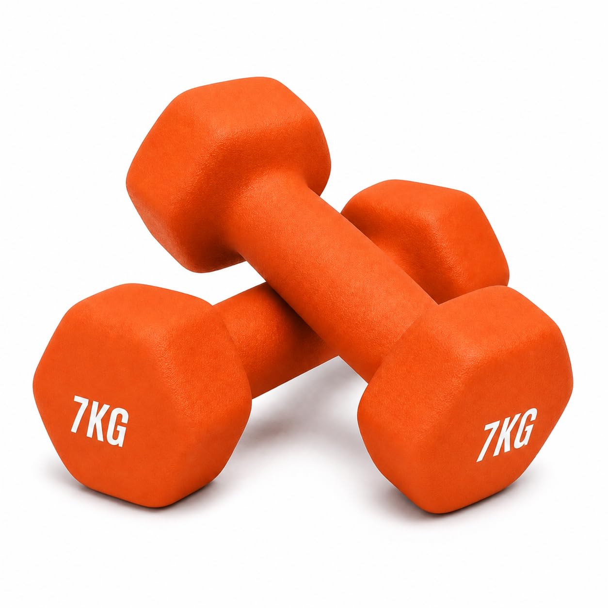Neoprene Dumbbells Set Pair, Cast Iron Hand Weights for Home Gym Fitness, Aerobic Exercise, Strength Training, Toning, Workout Weights for Men & Women (Orange, 7kg Pair)