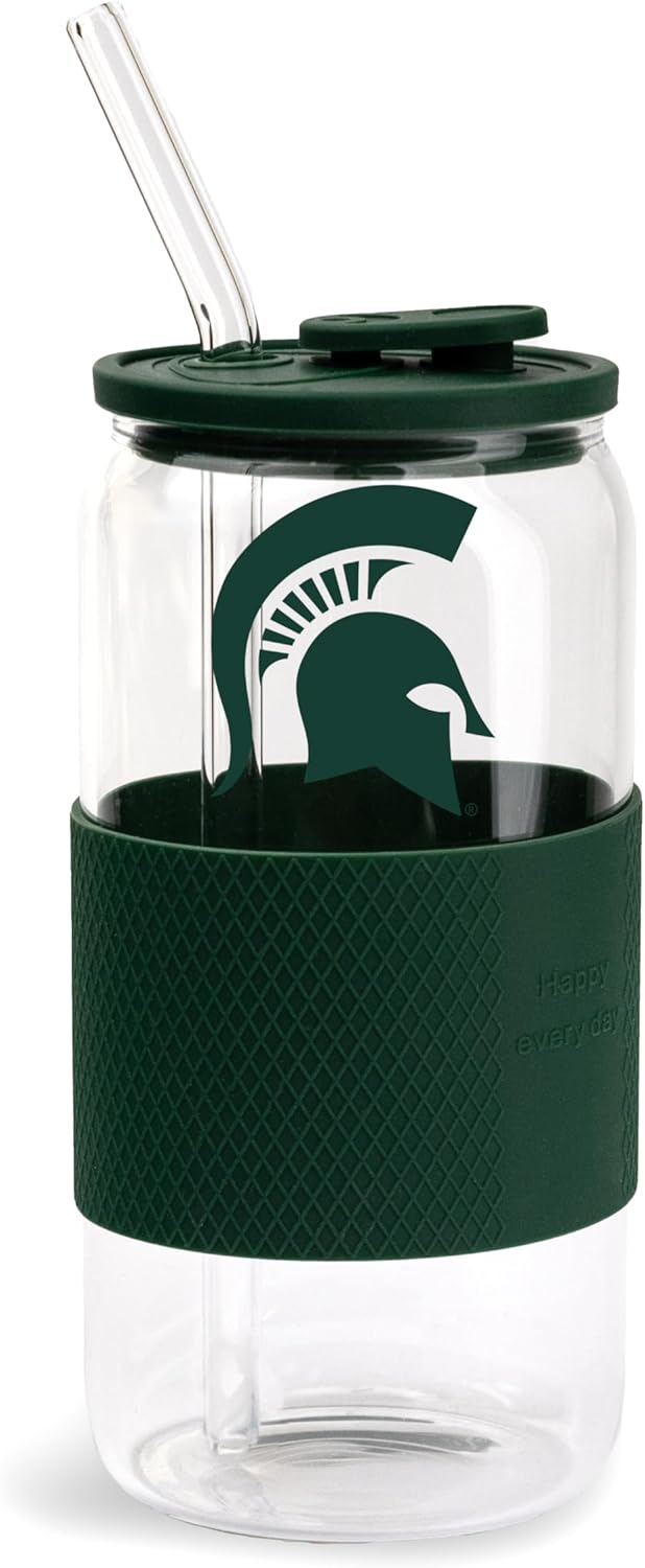 The Memory Company | Licensed NCAA 18oz Glass with Silicone Lid and Wrap