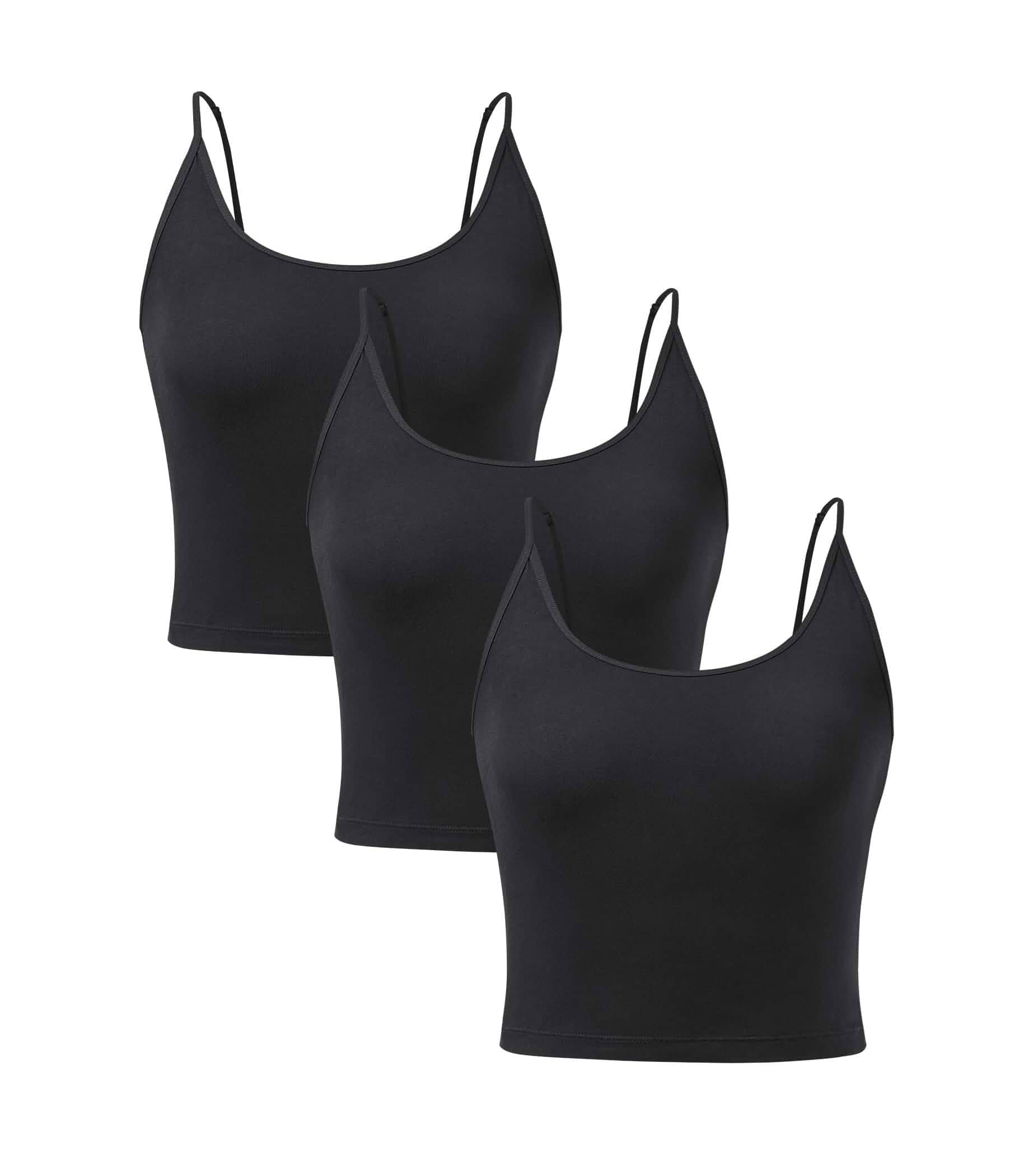 DAVID ARCHY Women's Bamboo Rayon Cropped Camisole Spaghetti Strap Tank Tops Adjustable, Casual Cami, Cooling, Soft, Yoga, Unpadded, Summer, Undershirt Basic Camisoles, 3 Pack