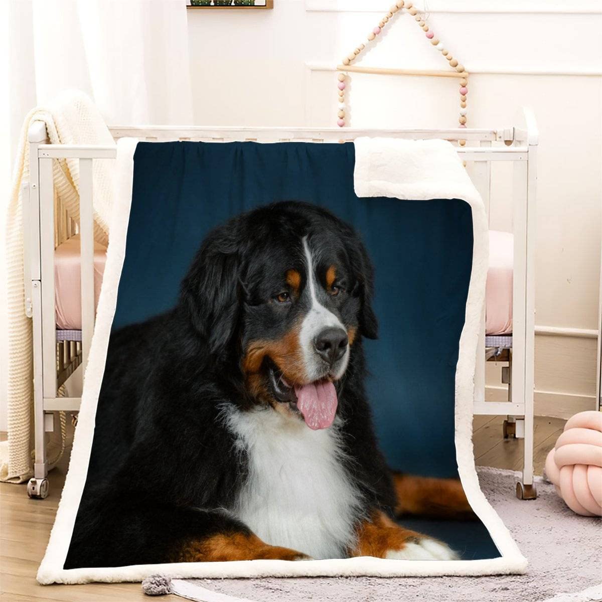 Couverture Polaire Epaisse Hiver Chien Bernois pour Adultes 3D Chien De Compagnie Plaid Canape Chaud Doux en Flanelle Jeté de Canapé pour Couvre lit 2 Personnes pour Enfant Ado 150x200cm