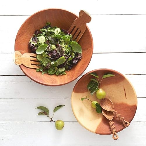 Miniatura 3 de Comedor y entretenimiento, cuenco de madera, servir ensalada o pasta, frutero de encimera, cena familiar, fiesta, vacaciones, Thaksgiving, tallado a