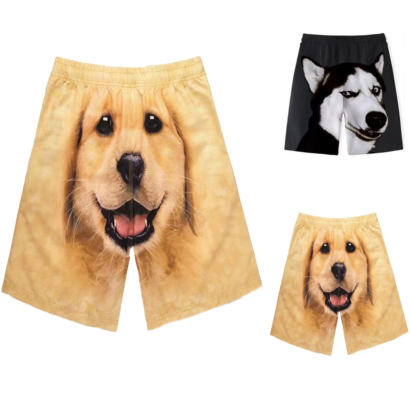 Kreative Freizeitshorts für Herren | Niedliche Shorts mit Golden Retriever-Hunde-Print | Hoch taillierte, lässige Sommer-Hunde-Grafik-Shorts für Männer