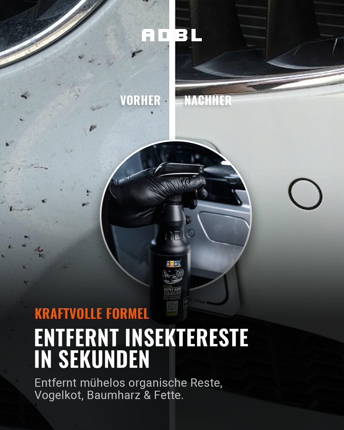 Shiny Freaks ADBL Beetle Juice Squeezer Insektenentferner 5L mit Auslaufhahn und Sprühflasche | Insektenreiniger Auto Vorwäsche | 3-teilig