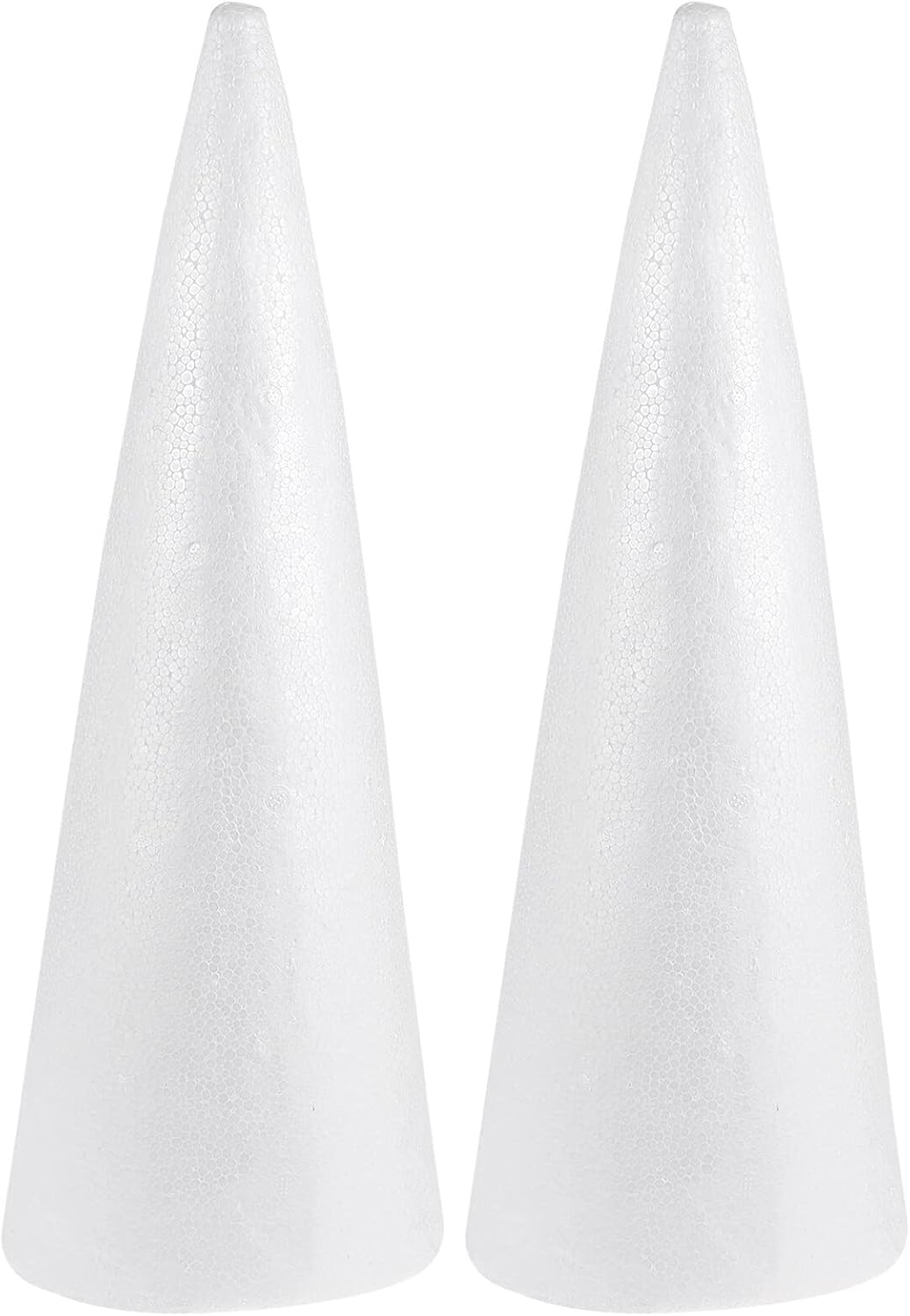2Pcs Foam Cones Christmas Tree Cone Handmade White Solid Polystyrene for Xmas Holiday Party Table Centerpiece Decor DIY Arts Crafts Projects 38x13.5x13.5cm