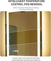 Vista 8 de 18 * 24inchesLED Mirror, Smart Bathroom Mirror with Lights, Anti-Fog, Tempered Glass, 3 Colors Dimmable, Front and Backlit, CRI 90+, Wall Mounted