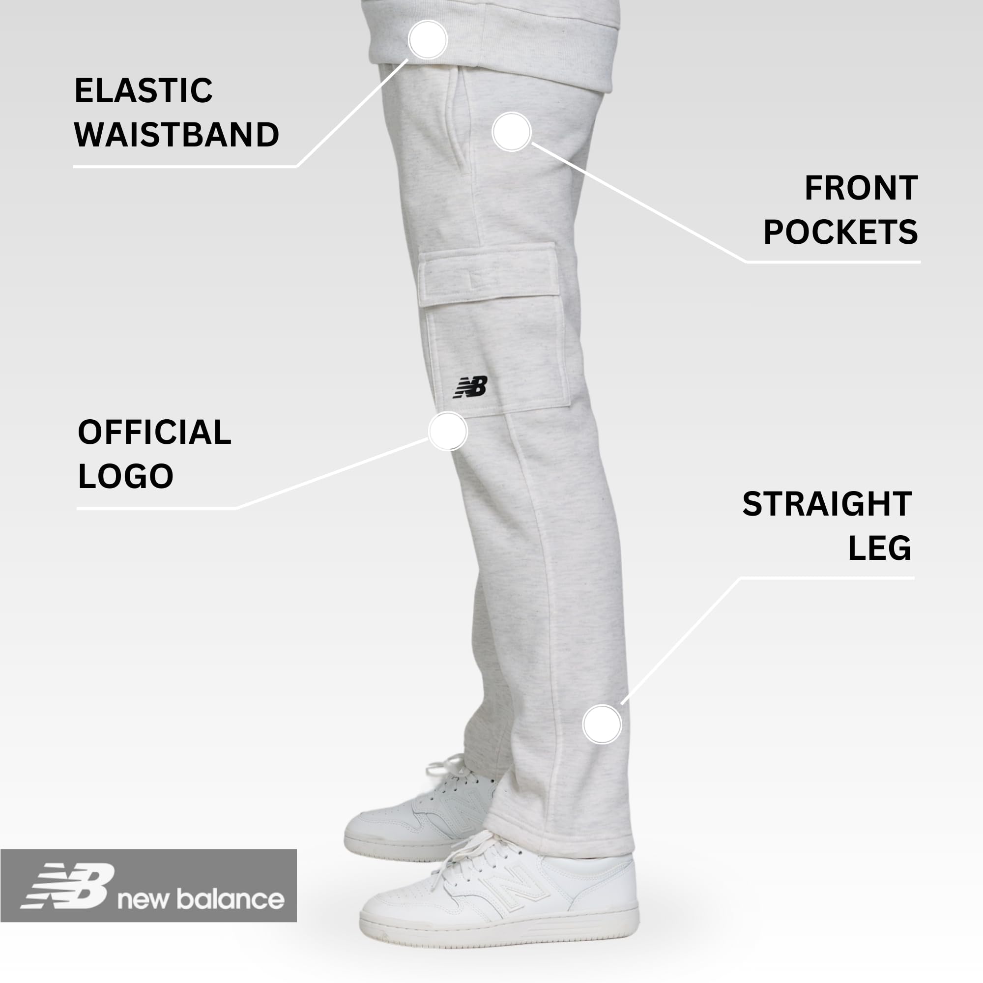 New Balance Set da 2 pezzi per ragazzi e bambini, in morbido pile, con felpa e pantaloni cargo (2T-12)
