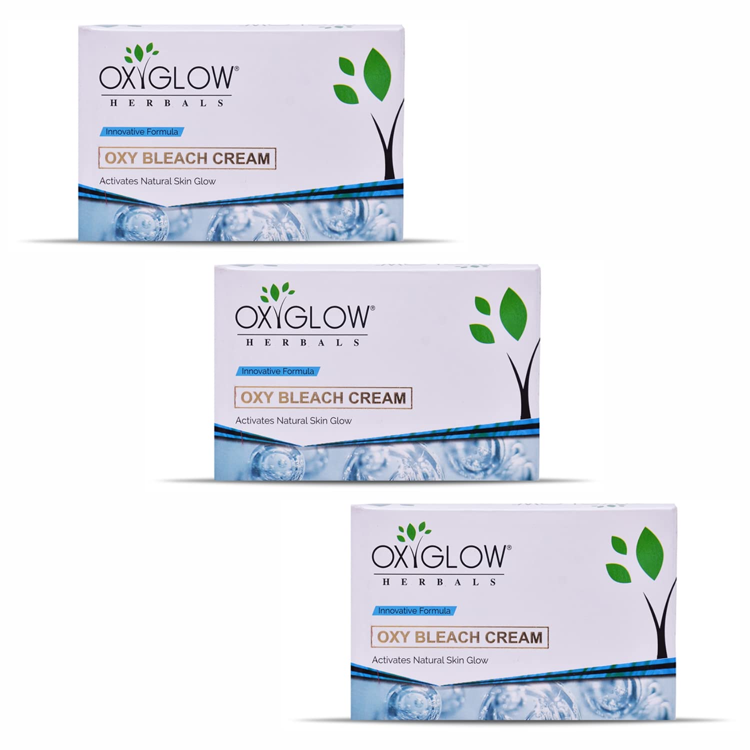 OxyGlow Bleach Cream OXY Enriched with Active Fruit Ingredients| Gently Exfoliates the Skin|Improves Texture & Brightens the Skin| Gives Natural Glow 50Gram(Pack of 3)