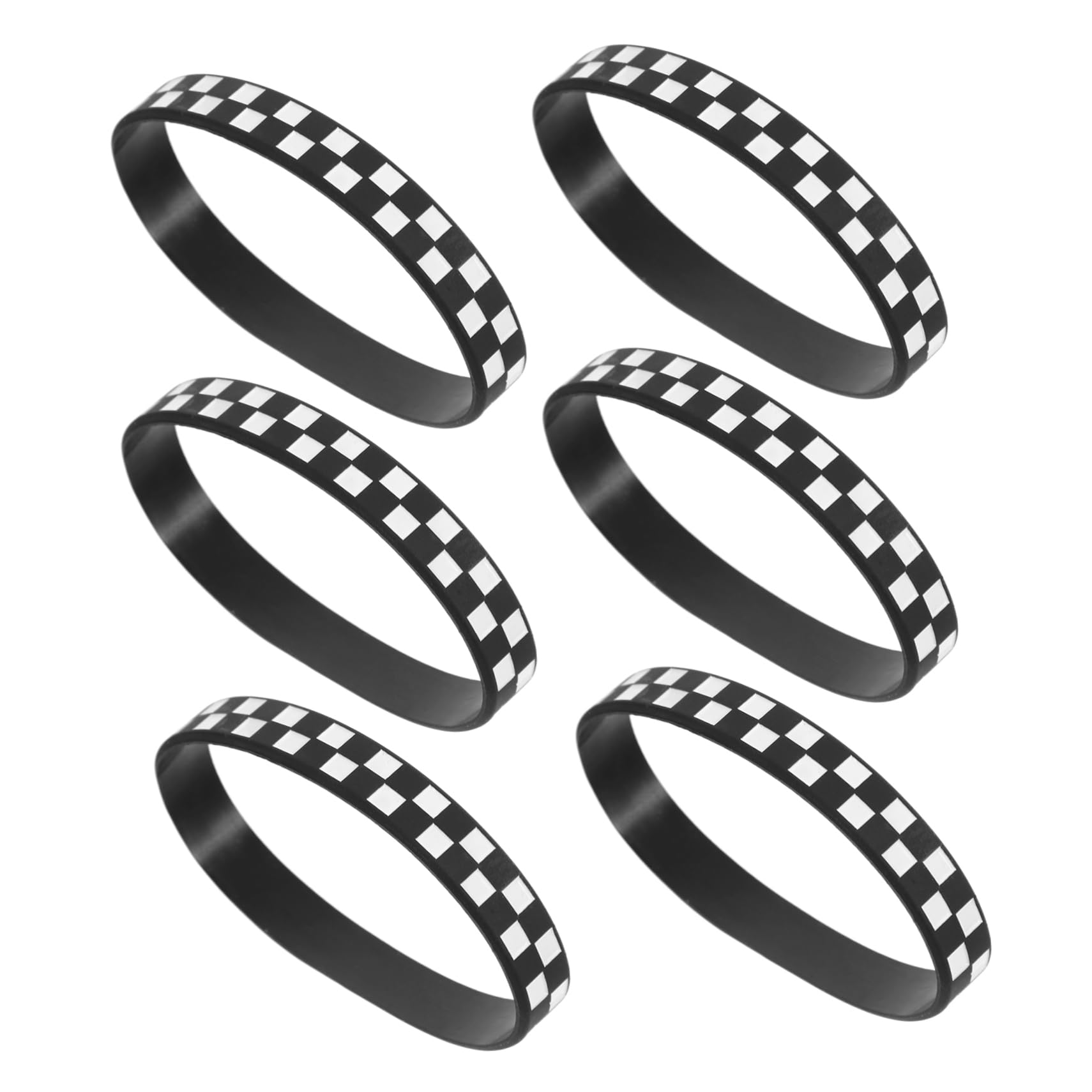 CIYODO 12Pcs Checkered Plaid Silicone Wristbands for Racing Theme Events Party and Favors for Adults