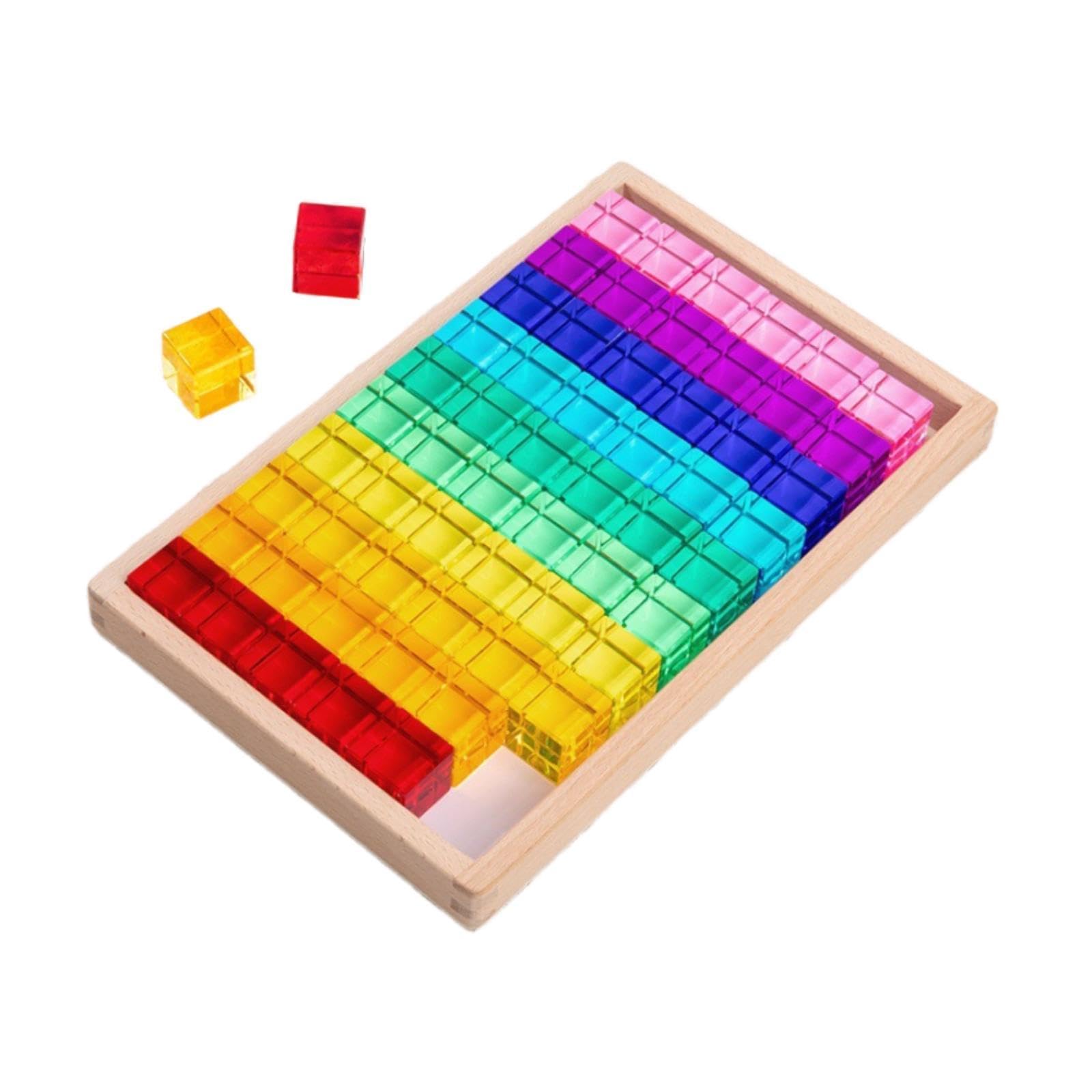 Bloques de Construcción Sensoriales, 60 Cubos Acrílicos 2.5cm, Juguetes Educativos para Apilar y Clasificar, Aprendizaje de Colores