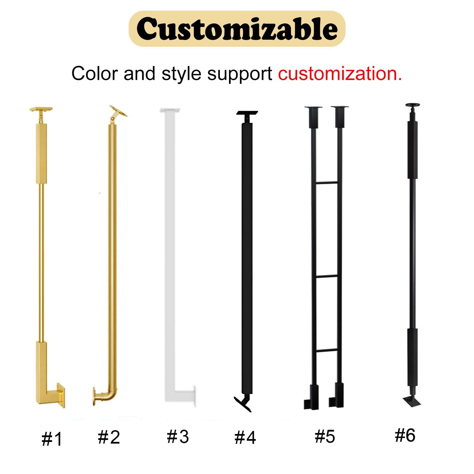 Ringhiera per Scale Balaustre Metalliche con Montaggio Laterale e Viti, Balaustre Personalizzabili per Scale, Colonne balaustre per abitazioni, Loft, Ville e uffici(Black (1 pc),90cm)